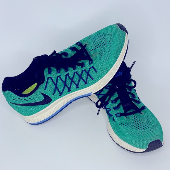 Nike Zoom Pegasus 32 Teal, Blue and Black Athletic Running Mesh Sneakers - Picture 1 of 6